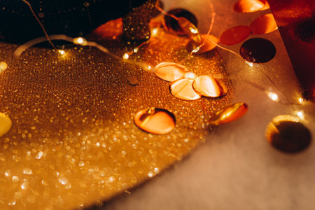 Happy New Year and Christmas concept. Cozy home interior with christmas tree and garlandsの写真素材