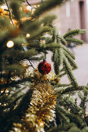 Holiday decorations in Europian Christmas marketの写真素材