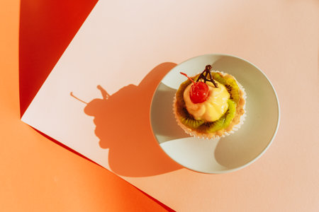 Delicious cupcakes decorated with fresh berriesの写真素材