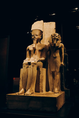 Exhibition of mummies, artifacts and Egyptian finds at the Egyptian Museum of Turin, Italy