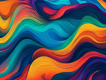 Horizontal colorful abstract wave geometric background. AI Generativeの素材