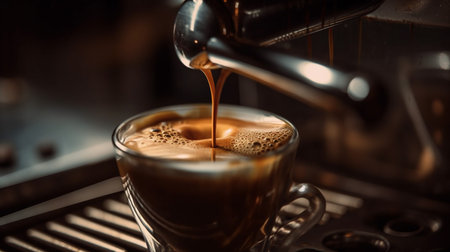 cafe, closeup, espresso, hot, cup, drink, brown, machine, professional, bar, morning, caffeine, cappuccino, beverage, breakfast, fresh, hot drink, ai, pouring, shop, business, mug,の素材