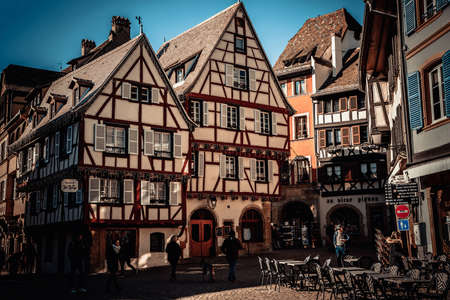 Colmar, Alsace, France, February 24, 2019. Cozy spring dayのeditorial素材