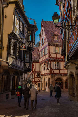 Colmar, Alsace, France, February 24, 2019. Cozy spring dayのeditorial素材