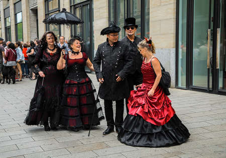 Leipzig, Germany, Juny 9, 2019. Gothic costumes at the streetのeditorial素材