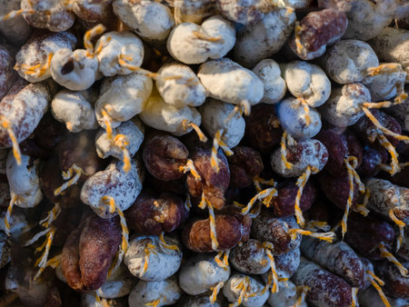 Big heap of Salami sticks. Traditional Spanish Italian and France sausage. Meat food national traditional conceptの写真素材