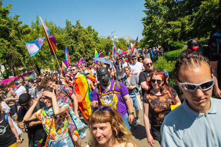 Berlin, Berlin Germany. 24 June 2023. annual parade of pride and people's unity against homophobia in Berlin's Marzahn district. Supporting LGBT and gender neutral conceptのeditorial素材