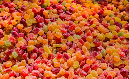 a lot of sweet colored jelly juicy marmalade backgroundの写真素材