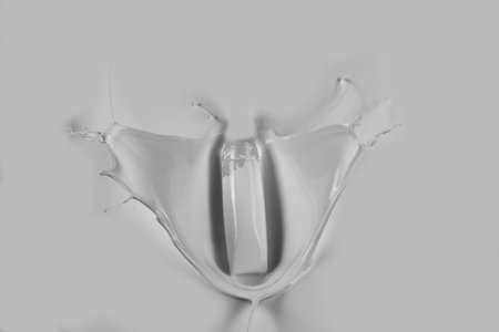 collection of various milk splashes on white background. cosmetics milk, white paint splash,...