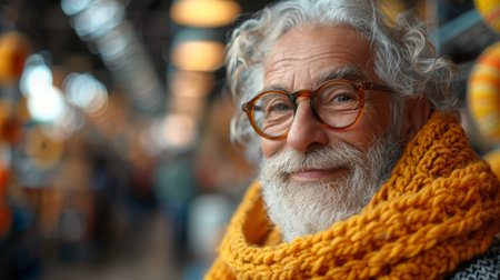 A portrait of a beautiful senior 70- 80s man. AI generatedの素材