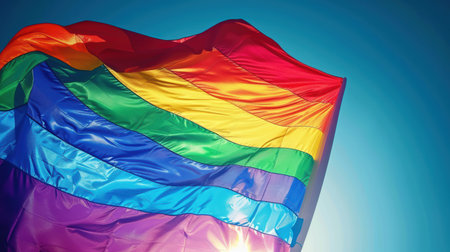 bright rainbow flag as a symbol of freedom and equality. AI generatedの素材