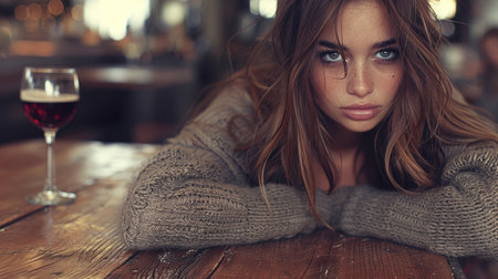 drunk woman Alcohol addiction, depression and loneliness in women. tragedy and nervous breakdowns due to alcohol addictionの素材