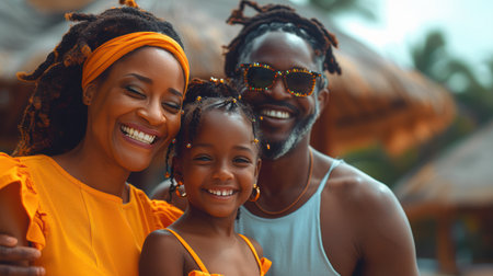 Fun, happy family home with love, support and laughing with parents and kid. Backyard, smile and moving of mother, father and young children together with bonding outdoor and real estateの素材