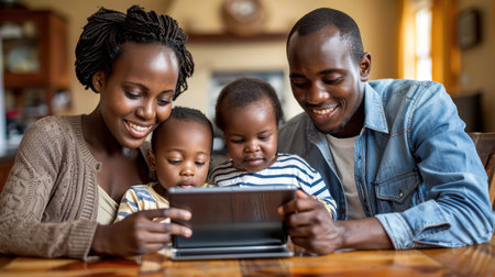 Fun, happy family home with love, support and laughing with parents and kid. Backyard, smile and moving of mother, father and young children together with bonding outdoor and real estateの素材