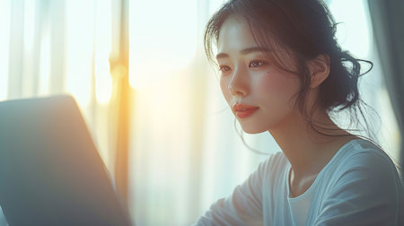 Beautiful natural girl smiling. portrait of a young womanの素材