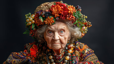 portrait of an elderly unhappy lonely woman of European type with short gray hairの素材