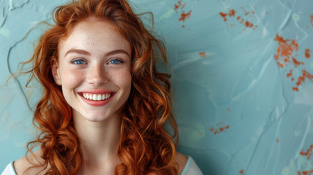Beautiful natural girl smiling. portrait of a young womanの素材
