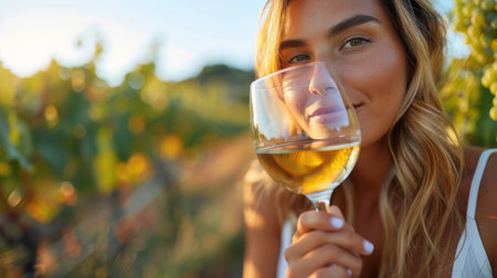 Beautiful young woman with glass and bottle of wine. lonely drinking woman as a social problem. Mental health and female alcoholism. AI generatedの素材