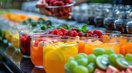 Fresh made Restaurant healthy food delivery in boxes for daily nutrition. bright appetizing variety of dishesの素材