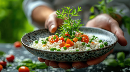 Fresh made Restaurant healthy food delivery in boxes for daily nutrition. bright appetizing variety of dishesの素材