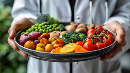 Fresh made Restaurant healthy food delivery in boxes for daily nutrition. bright appetizing variety of dishesの素材