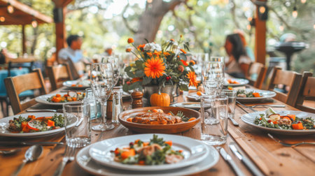 The table is elegantly set for celebrating Christmas or New Year. Lots of festive food, candles, beautiful plates and glasses of wine and champagneの素材