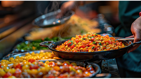 Fresh made Restaurant healthy food delivery in boxes for daily nutrition. bright appetizing variety of dishesの素材