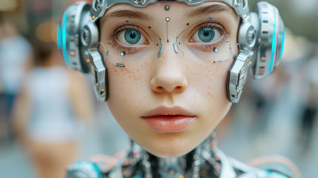 Blue futuristic background Man technology future lifestyle, digital marketing IOT internet of thing future AI chatbot technology smart device social networkの素材