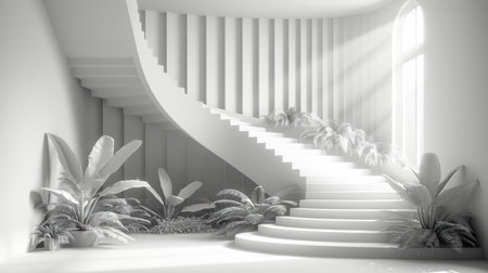 Modern futuristic Abstract white and gray background. Subtle abstract background, blurred patterns. Abstract volume pale geometric pattern.の素材