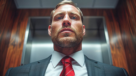 colorful portrait of a modern happy man. Cheerful attractive man looking at camera with toothy smile. Screen view head shot portraitの素材