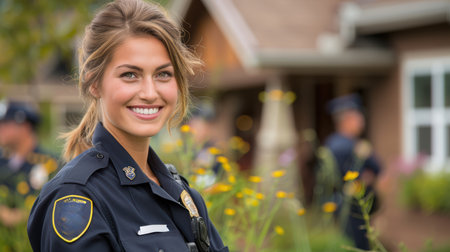 a team of professional paramedics rushes to help. People in red uniforms. Big special blurred ambulance car races through bustling streets of City, beacon of hope and help in times of need.の素材