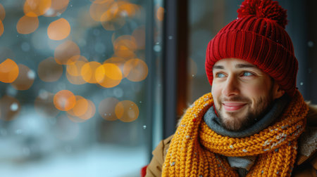 portrait of a smiling happy carefree man wearing stylish glassesの素材