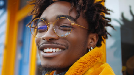 headshot portrait happy middle aged older man smiling bearded mature older maleの素材