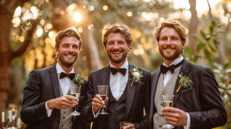 a cheerful company of happy people having a good time together. Men and women laughing and smiling. they are dressed in casual clothes, hugging and having fun. some of them are wearing glassesの素材