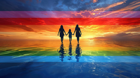 bright rainbow flag as a symbol of freedom and equality. AI generatedの素材