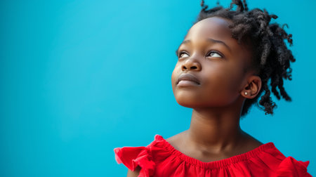 happy beautiful girl 7-9 years old. AI generatedの素材