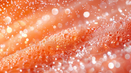 Vivid and richly textured abstract background featuring a cosmic blend of peach, gold and purple shades, resembling a nebula or galaxy, more light and pearl texture. AI generatedの素材