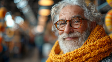 A portrait of a beautiful senior 70- 80s man. AI generatedの素材