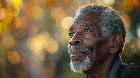 A portrait of a beautiful African senior 70- 80s man. AI generatedの素材