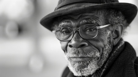 A portrait of a beautiful African senior 70- 80s man. AI generatedの素材