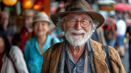 A portrait of a beautiful senior 70- 80s man. AI generatedの素材