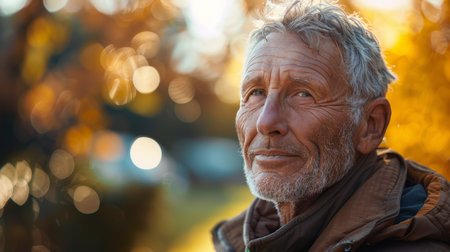 A portrait of a beautiful senior 70- 80s man. AI generatedの素材