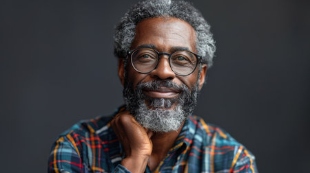 A portrait of a beautiful African senior 70- 80s man. AI generatedの素材