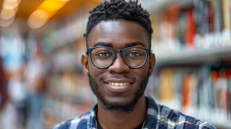 Young handsome african man blue background happy face smiling looking at the camera. Positive person. AI generatedの素材