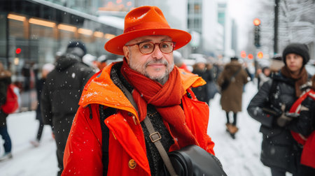 portrait of a handsome middle-aged man in casual clothes outdoors. AI generatedの素材