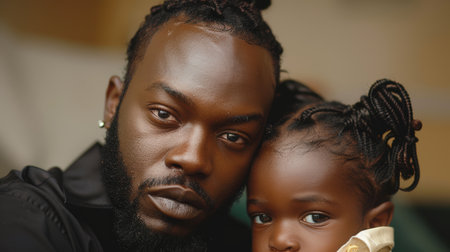 happy loving father hugging his little daughter. AI generatedの素材