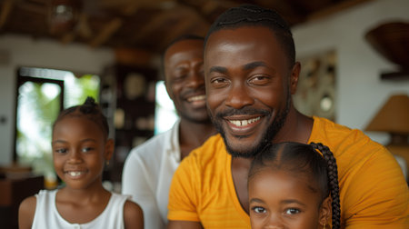happy loving father hugging his little daughter. AI generatedの素材