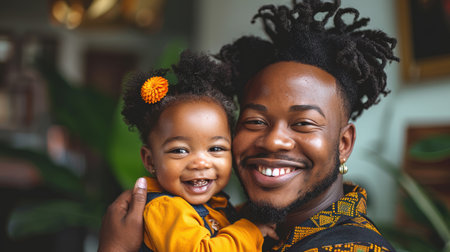 happy loving father hugging his little daughter. AI generatedの素材