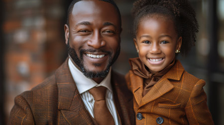 happy loving father hugging his little daughter. AI generatedの素材