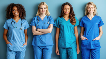 Happy young Team of medical workers in hospital. Unity conceptの素材